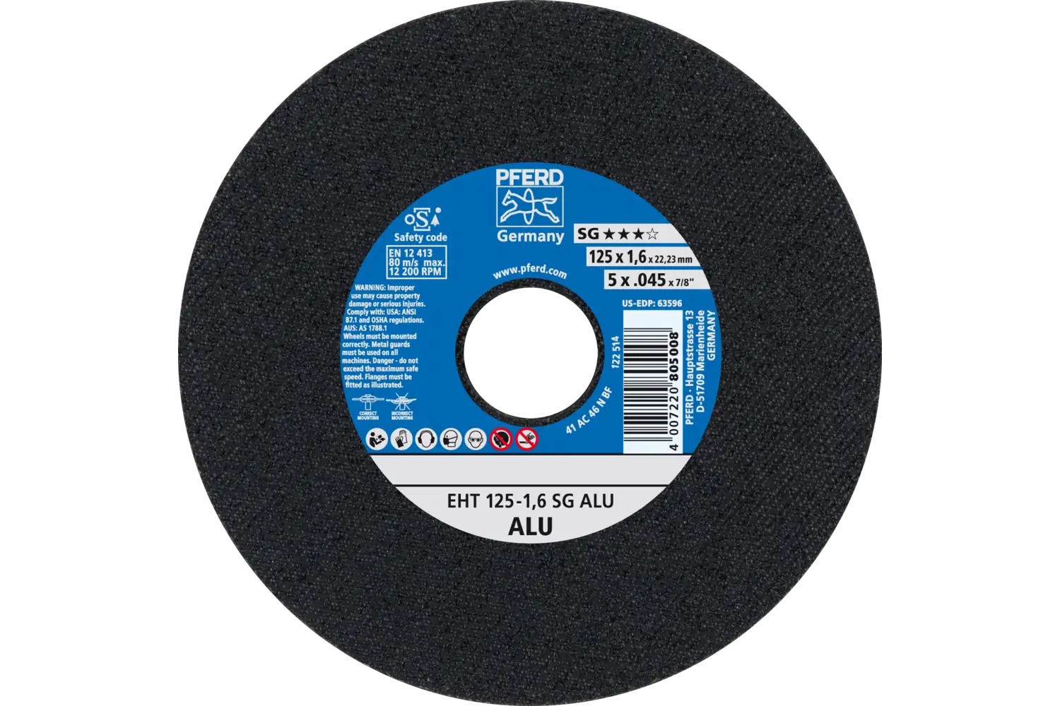 Picture of Pferd Cut-Off Wheel, 5" X .045 X 7/8, Sg Alu, T1, Aluminum Oxide